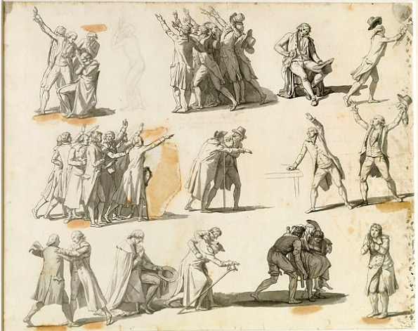 大卫，《网球场宣言》代表组合图，约 1790-1791年