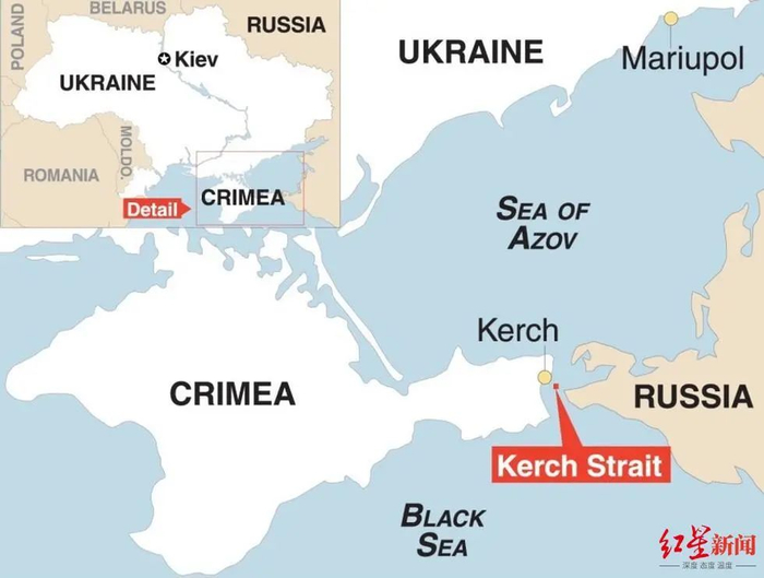 ▲港口关闭导致至少22艘油轮堵塞了刻赤海峡，这里是连接黑海和亚速海的唯一通道