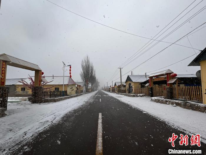新疆阿克苏地区温宿县塔格拉克村街景，两边的农家小院各具特色。　冀江彤 摄