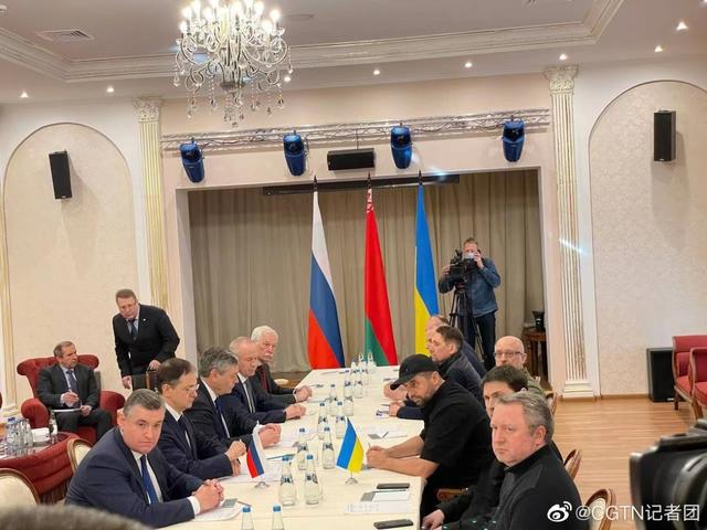 俄乌谈判会场 图片来源：央视CGTN
