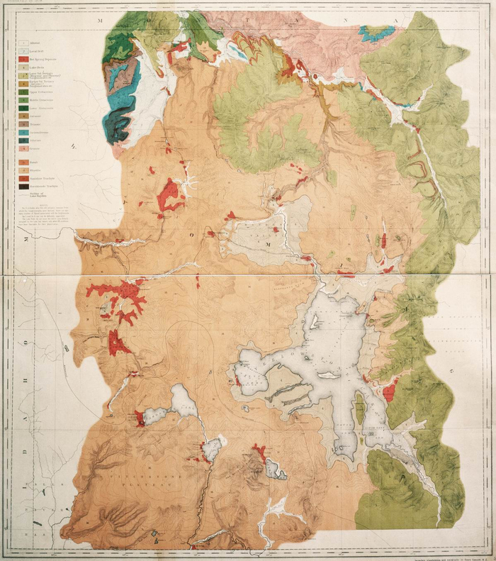 1878年黄石国家公园的地质图