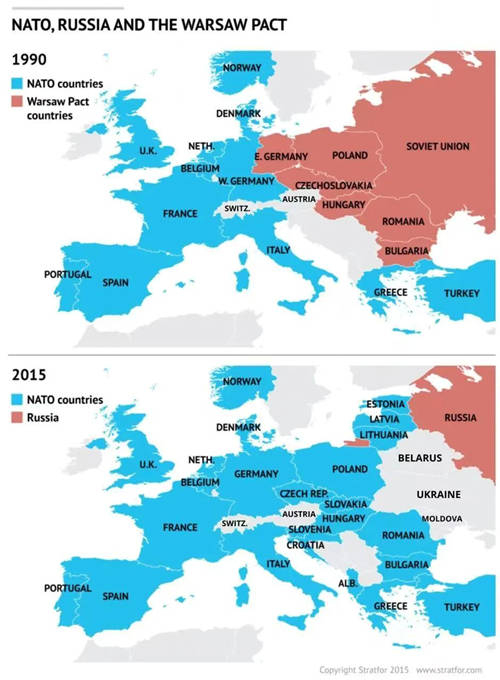 （图表1：苏联解体前后北约范围对比）
