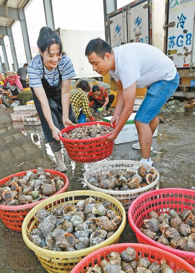  李园园和丈夫选购海鲜