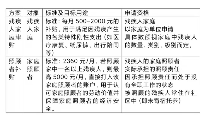 俞敏洪提出了残疾人家庭津贴及照顾者补贴两个津贴方案。 图/俞敏洪提案截图
