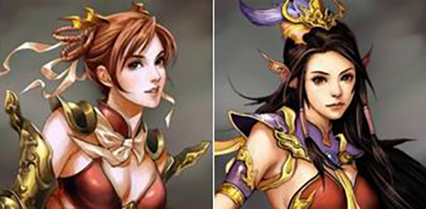 图8.《群英VII》中的孙仁与貂蝉头像。