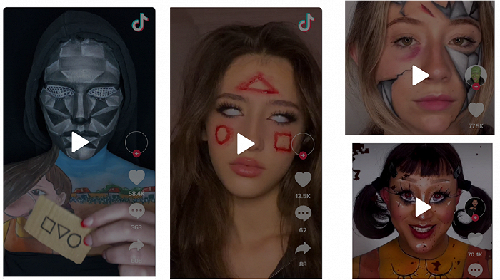 tiktok上鱿鱼游戏的万圣节妆容