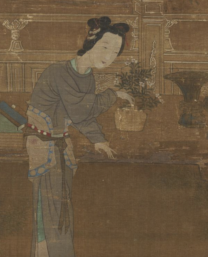 明 仇珠 《女乐图》轴（局部） 故宫博物院藏