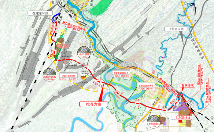 渝合线一期走向示意图