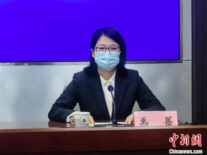 图为廊坊市安次区政府区长禹蔷介绍安次区疫情防控相关情况。　宋敏涛 摄