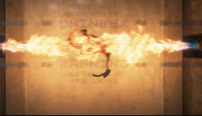 《死亡搁浅》的结局中，山姆选择烧毁布里吉斯手环，脱离组织获得自由