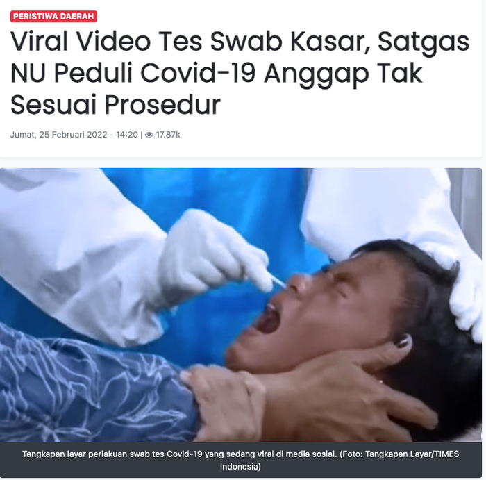 《印尼时报》相关报道标题截图。