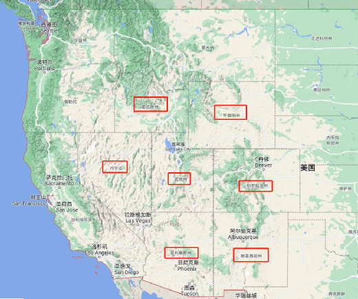 ▲美国西部地图