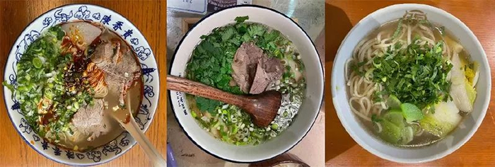 配图：一碗兰州牛肉面（从左到右：陈香贵、马记永和张拉拉） 上证报记者摄