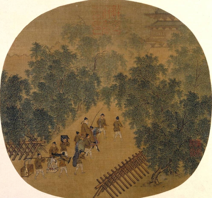 宋人绘  纨扇画册之春游晚归页  故宫博物院藏