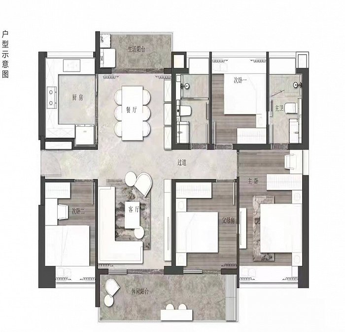 143平户型 图片来源：家在论坛