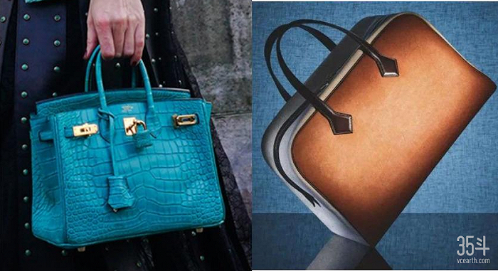 图1：爱马仕包包（左：鳄鱼皮包 右：蘑菇皮包）图源：新浪时尚与微博
