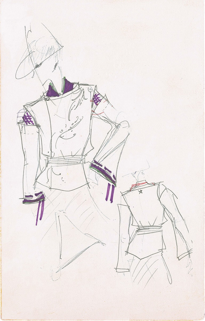 羽生结弦《晴明》比赛服设计稿。图源：《伊藤聪美作品集》