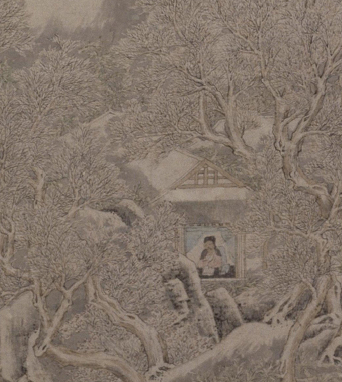 △ 明代画家萧云从《雪岳读书图》局部