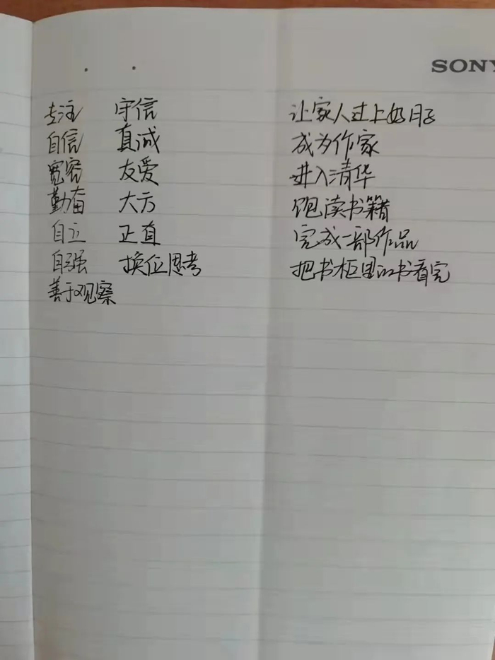 潘姝霏高中时的日记。受访者供图