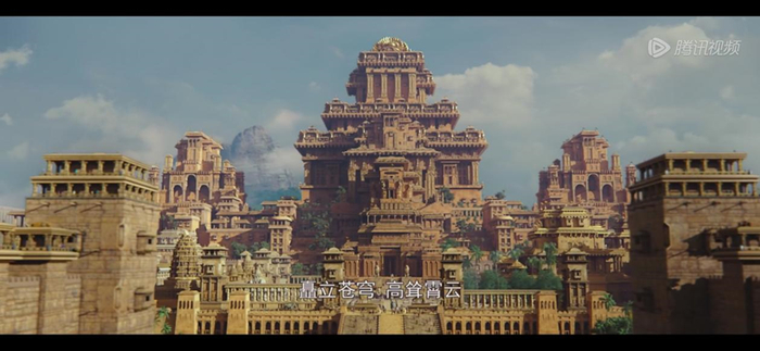 虽然这个繁荣程度和建筑水平肯定不是那个年代能出现的，但可以略作想象。来源/电影《巴霍巴利王：开端》截图
