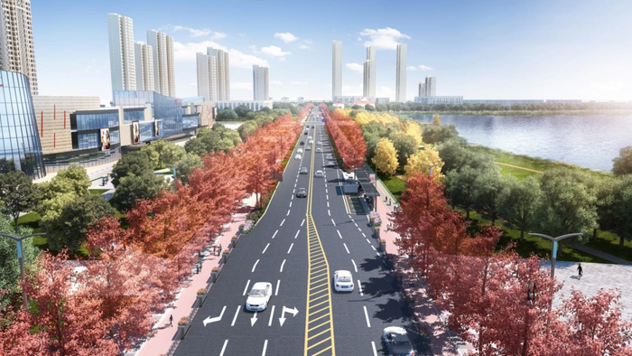 青菱湖北路（青菱河路—白沙洲大道）滨水大道效果图