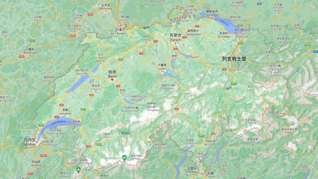 瑞士地图（图截取自谷歌地图）