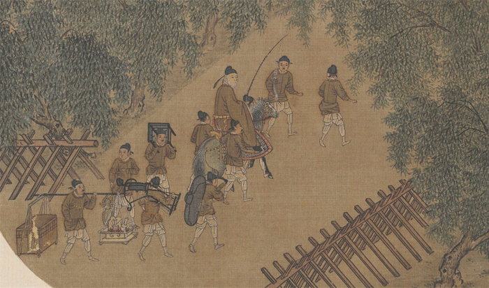 故宫博物院藏《春游晚归图》局部
