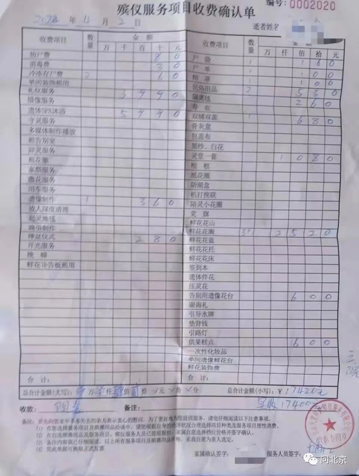 郑女士（化姓）一家提供的收费单/川梓摄