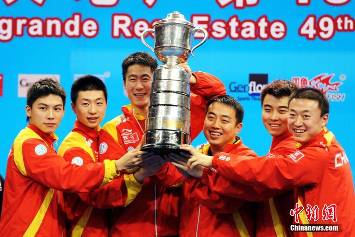 资料图：2008年第49届世乒赛团体赛颁奖仪式。图片来源：Osports全体育图片社