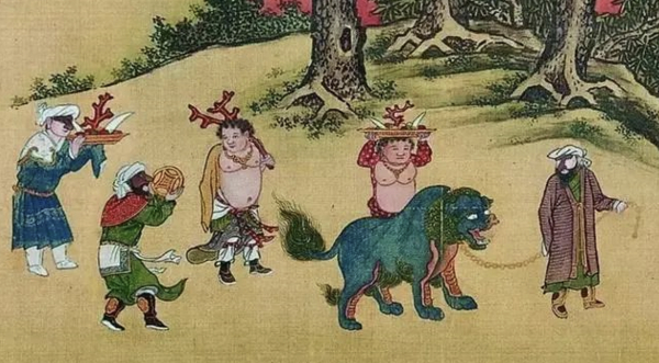 图13：明代宪宗元宵行乐图（局部）中的西域使团，中国国家博物馆藏