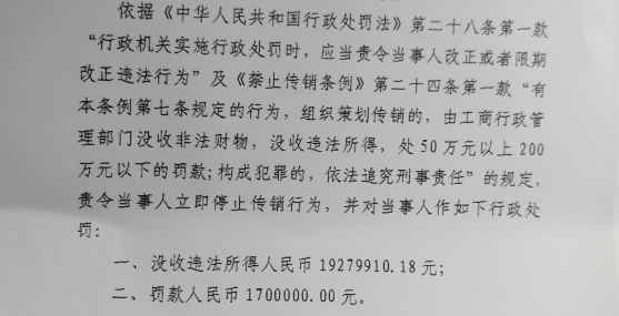 ▲保康县市监局作出的处罚决定书