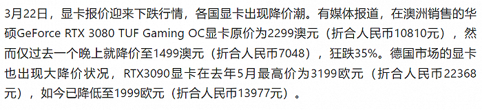 媒体报道显卡降价