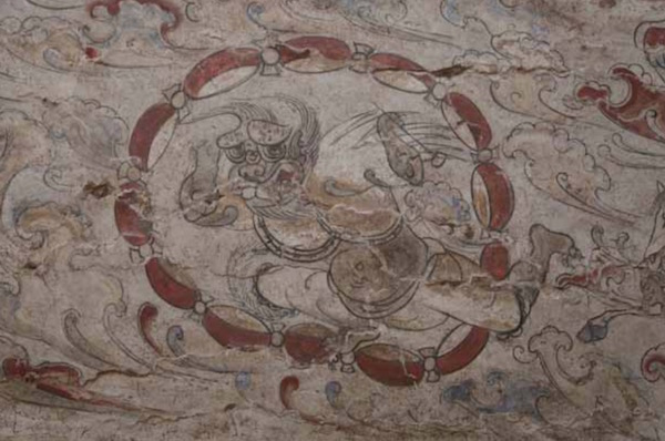 墓道西壁第一层壁画局部：雷公形象