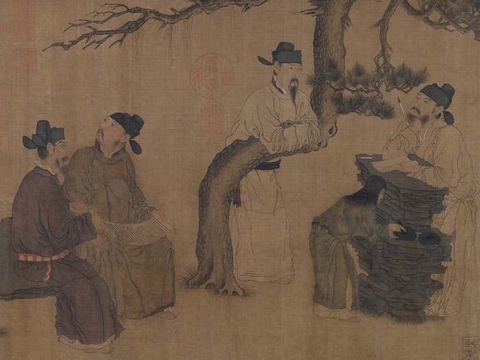 五代  周文矩 《琉璃堂人物图》卷（局部）  绢本设色