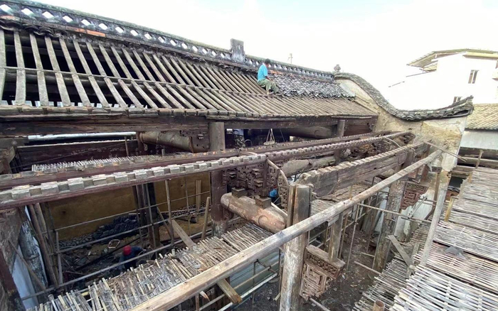 松阳修缮老屋现场。受访者供图