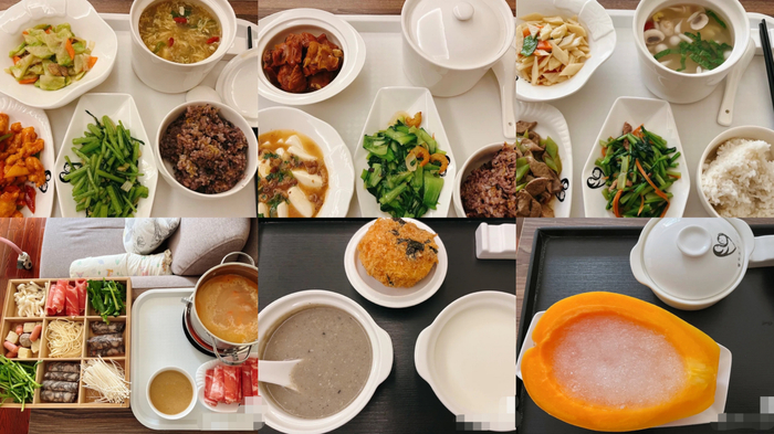 月子中心提供的“三餐三点”（受访者供图）