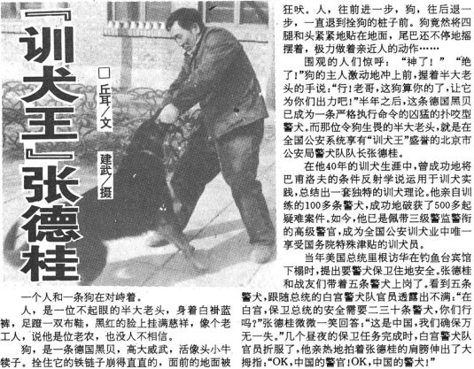 1994年9月8日《北京日报》6版，《“训犬王”张德桂》