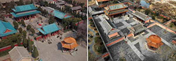 嘉应观（左，陶金摄）与龙王庙（右，王磊摄）建筑布局比较主殿之比较