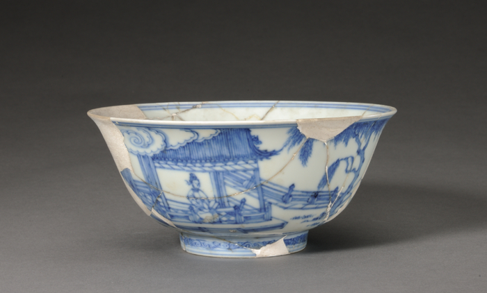 明成化 青花庭院人物纹碗 1987年御窑珠山出土 景德镇御窑博物馆藏