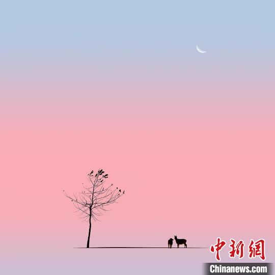 图为焦生福的作品《秋日私语》。　青海省祁连山自然保护协会供图