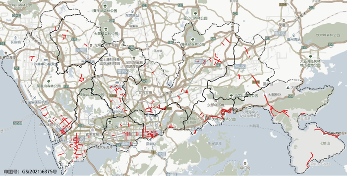 ▲ “五一”假期全市道路运行状态达到“较拥堵”以上路段分布（预测）