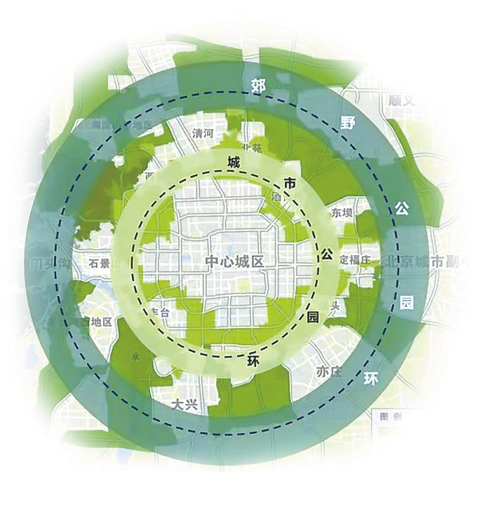 北京市第一、第二道绿隔示意图。北京市园林绿化局供图