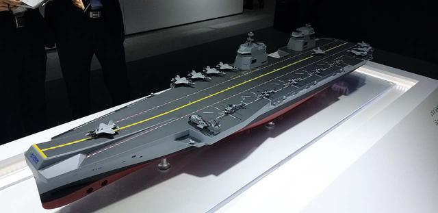 MADEX-2021上现代重工展示的CVX航母方案模型 图源：韩国“国防工业战略论坛”网站 