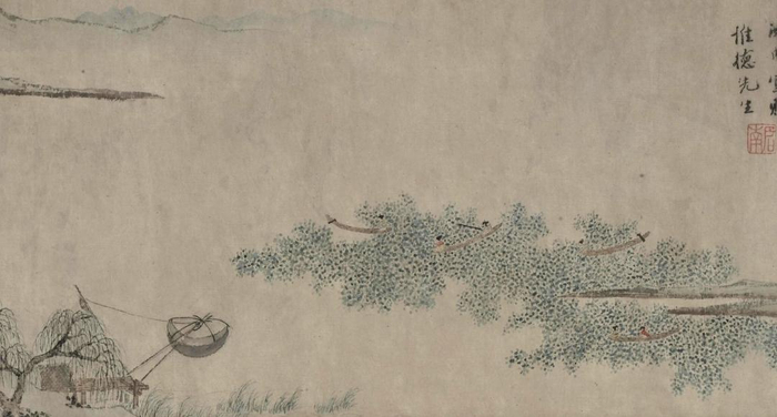 明 沈周《采菱图卷》（局部）上海博物馆藏