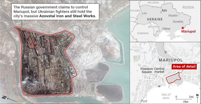 位于马里乌波尔的亚速钢铁厂 图自CNN