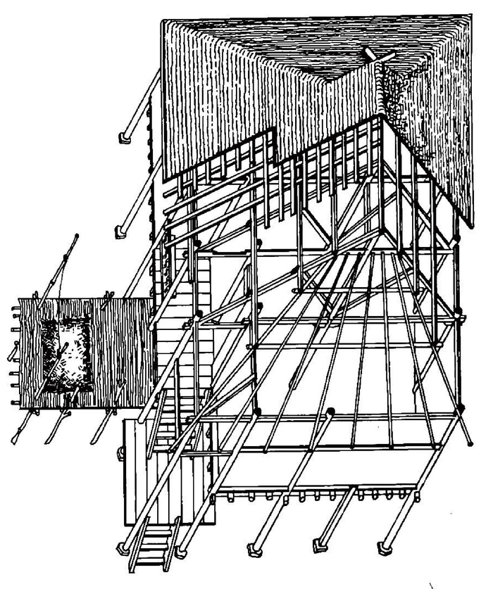 孟连娜允古镇傣族民居构架示意图，杨大禹