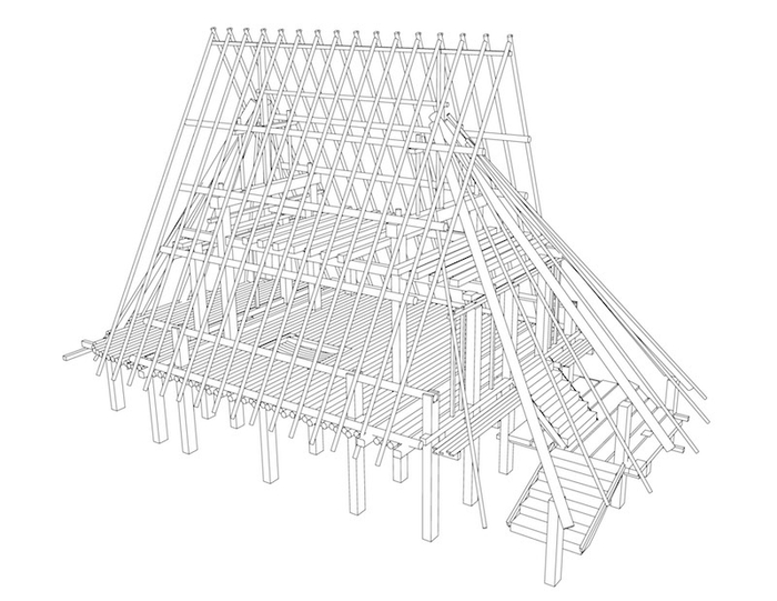 沧源“大柱式”佤族民居平面及构架示意，提供方 杨毅