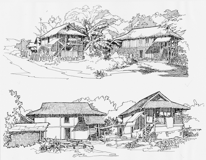 瑞丽大等喊傣族干栏民居，杨大禹