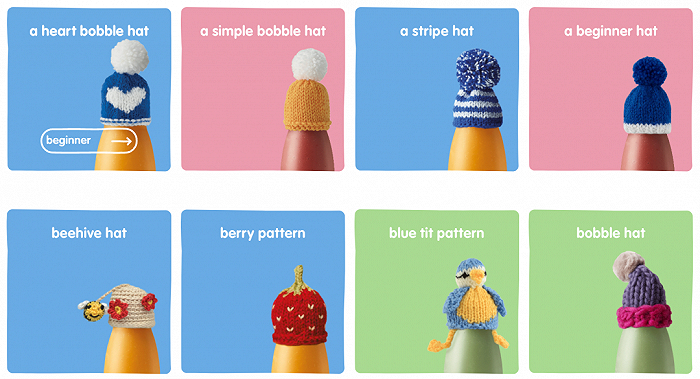 各种造型的瓶盖毛线帽，图片来源：innocent官网