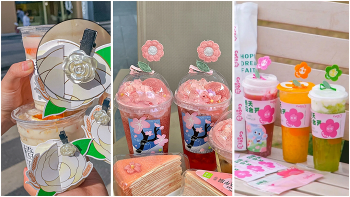 奶茶们刮起了“送发卡”风潮，图片来源：小红书@知岫、@didi妙妙屋、@CoCo都可合肥